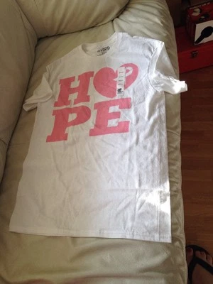 New Hybrid Hope Breast Cancer Awareness White 100% Cotton T Shirt S - Image 1 of 4