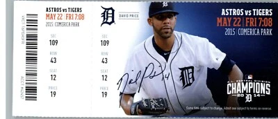 Boleto completo de los Astros de Houston vs Tigres de Detroit 22/05/2015 - David Price Foto 1 de 2