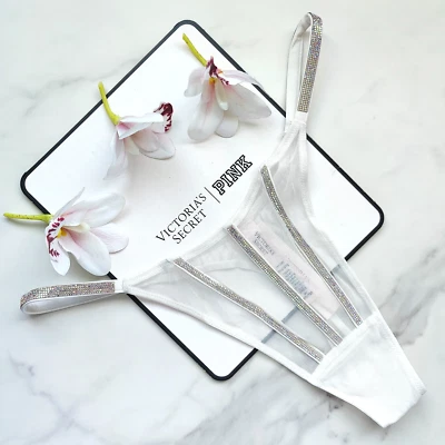 Victoria's Secret Tanga Brillante Muy Sexy Blanco Coco Talla M Foto 1 de 4