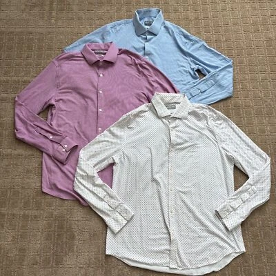 Michael Kors Calibre Fino Tejido Hombres 16.5/L Manga Larga Con Botones Lote de 3 Suaves Foto 1 de 4