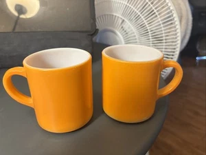 Juego de 2 tazas MCM Hazel Atlas naranja usadas - Imagen 1 de 4