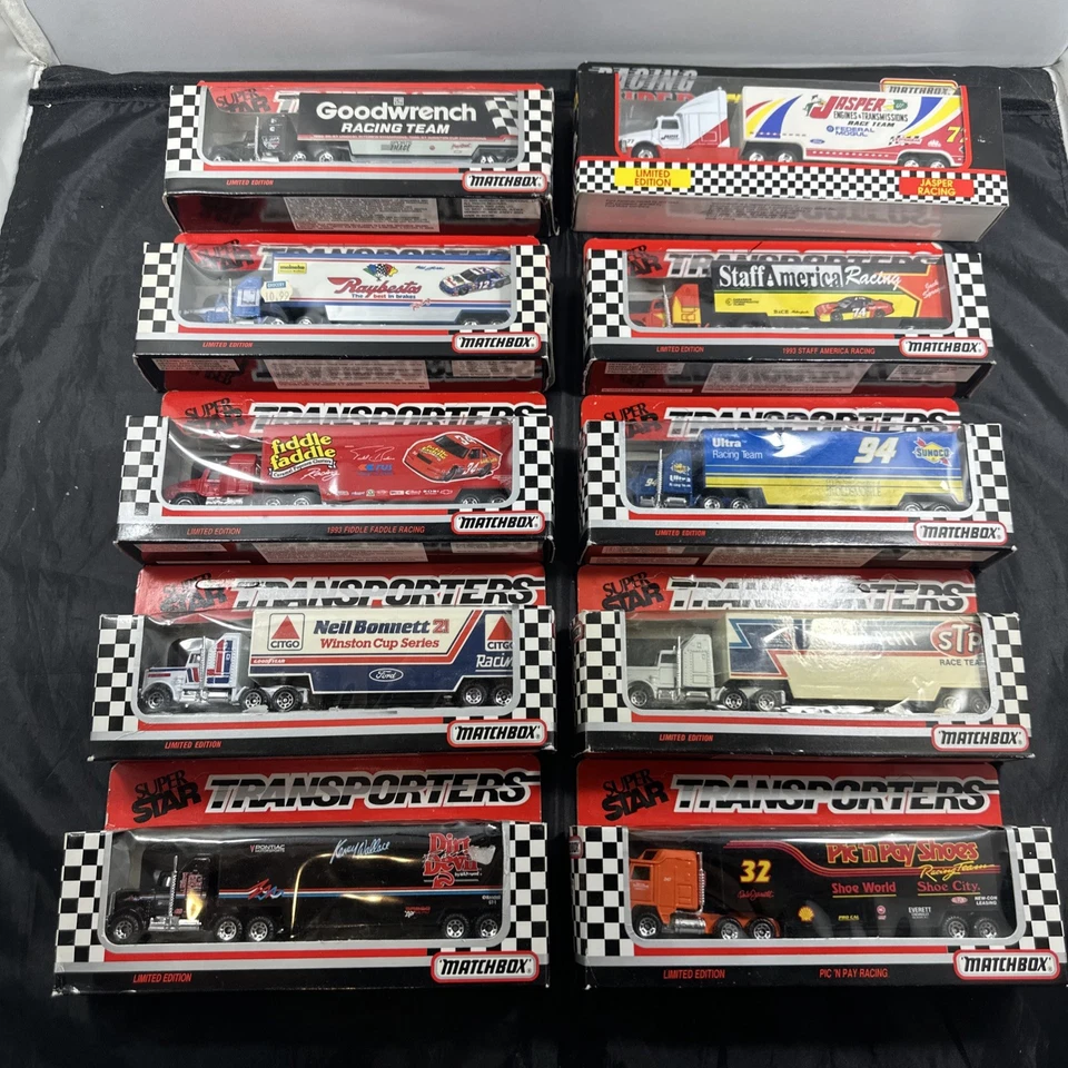 Lot of 10 Matchbox SuperStar Nascar Transporters Diecast  1989-1996 Vintage - Image 1 of 4