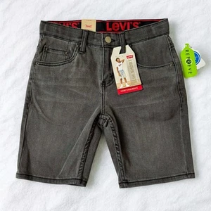 LEVI’S Jean Shorts Boys 10 Black Slim Fit Performance Denim Dark Adjustable NEW - Picture 1 of 9
