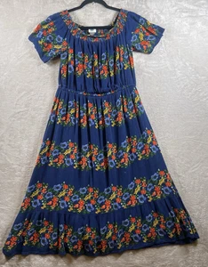 Old Navy Dress Women’s Medium Floral Off-the-Shoulder Fit & Flare Peasant Coquet - Picture 1 of 9