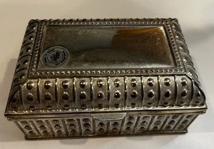 Davco Silver Rectangular Trinket Box Plush Dark Blue-Black Velvet Lining 4.5”x3” - Picture 1 of 11