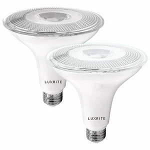 Luxrite Dusk to Dawn PAR38 LED Bulb Bright White Wet Rated UL Listed E26 2-Pack - Picture 1 of 7