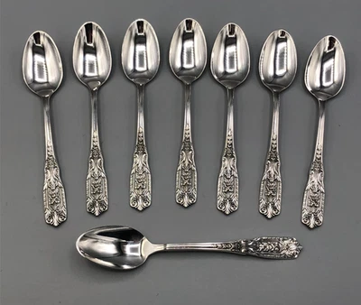 Milburn Rose by Westmoreland Sterling Silver set of 8 Demitasse Spoons 4 1/8" - Image 1 of 3