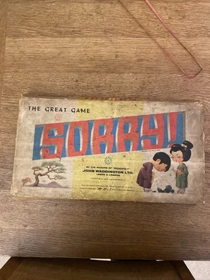 Waddingtons SORRY Vintage Board Game EARLY Version CIRCA 1960’s Box corner Damag - Image 1 of 4