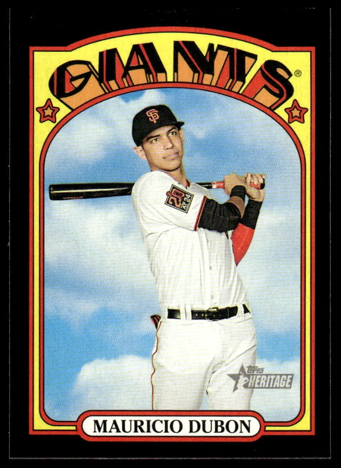 2021 Topps Heritage #343 Mauricio Dubon Black Border San Francisco Giants - Image 1 of 2