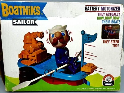 1970 Remco BOATNIKS Bateria Motorizada SAILOR Brinquedo Estilo 7097 ~ Perfeito Na Caixa ~ Sem Remo - Imagem 1 de 4