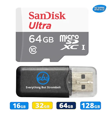 Sandisk Micro SD Card Ultra w/ Reader 16GB 32GB 64GB 128GB Memory Wholesale lot - Image 1 of 4