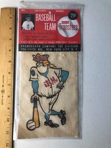 New York Mets Baseball Team Bügelbild Transfers 1960er versiegelte Packung von Kaumagraph Co - Bild 1 von 6