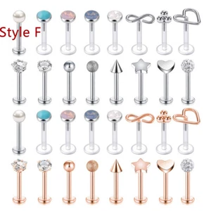 20-32Pcs 16G Labret Lip Studs Stainless Steel Ear Studs Helix Monroe Piercing - Picture 1 of 19