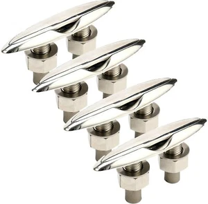4 Pack of Stainless Steel 316 Pull Up Flush Mount Cleat 6-1/4" Boat Dock Cleat - Picture 1 of 11