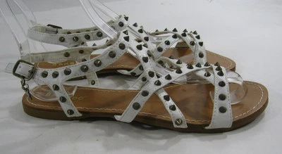 BAMBOO Verano Blanco Dorado Picos Zapatos Sandalias Gladiador Romano Mujer Talla 5.5 Foto 1 de 4