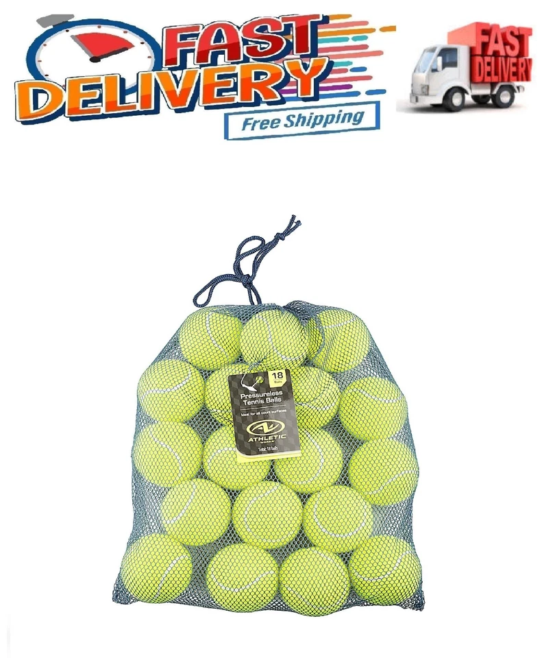 Athletic Works Pressureless Tennis Balls (18 Balls) USA Stock
