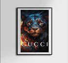Gucci fire tiger art canvas poster home decor