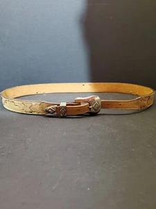 Vintage Nocona Western Style Belt - Blonde Leather w/ Silver Toned Buckle- Sz 36 - Picture 1 of 9
