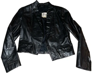 ❤️Talla 14❤️ Chaqueta Bomber Bermans Vintage Cuero Negro Foto 1 de 4