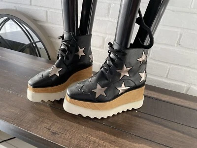 Stella McCartney Elyse звезды женщин черный кожаный платформе ботинки кроссовки 34 $600 - Изображение 1 из 4