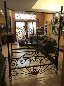 Canopy wrought iron queen size bed
