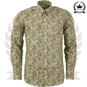 Camisa Relco Paisley Piedra Manga Larga Cuello Abotonado Retro De Colección Para Hombres Mod - Imagen 1 de 10
