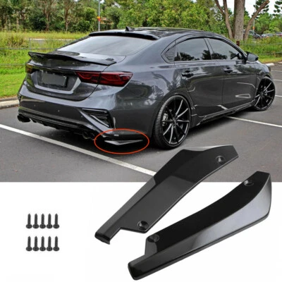 For KIA Forte GT 2020-2024 Glossy Black Rear Bumper Diffuser Splitter Canards 2X Foto 1 de 4