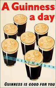 A Guinness A Day Retro Style Vintage Poster Print Art  Advertising  - Picture 1 of 4