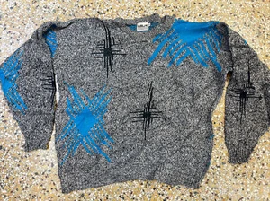 Suéter Vintage Lavane New York Para Hombre Medio Fresco Gris Negro y Azul - Imagen 1 de 8