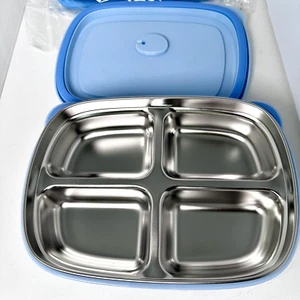 NEW Baby Kids Lunch/Bento Box ~ Stainless Steel Plate, Spoon, Chopsticks, Case - Picture 1 of 10