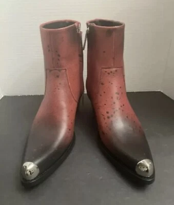 Calvin Klein x Raf Simons red splatter Painted cowboy boot 39. $1750 - Image 1 of 2