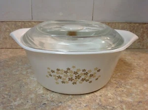 Libbey 2qt Saucepan Casserole  White and Brown Daisy Design - Picture 1 of 6