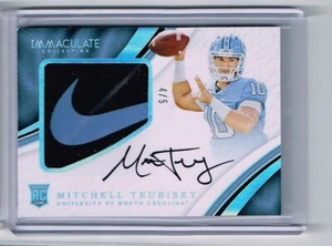 MITCHELL TRUBISKY 2017 PANINI IMMACULATE RC AUTO NIKE PATCH # 4/5 NORTH CAROLINA - Picture 1 of 1