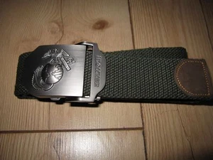 US Hosengürtel USMC Marine Corps Insignia 40mm Buckle Oliv OD WWII WK2 Army Navy - Bild 1 von 1