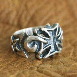 Anillo Cruz Estrella 925 Plata Esterlina Motociclista Rock Punk Joyería TA119A EE. UU. Talla 7~15 - Imagen 1 de 29