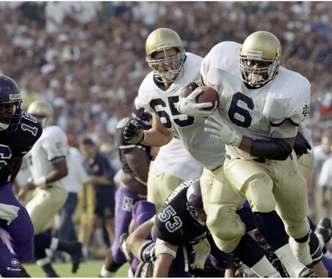 Jerome Bettis Notre Dame Fighting Irish Unsigned Running 20" x 24" Photo Cover