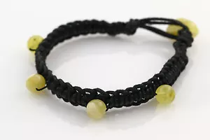 White Round Beads Genuine BALTIC AMBER Handmade Woven Crochet Bracelet b150430-5 - Picture 1 of 1
