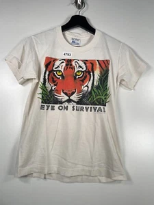 Vtg 1993 Human I Tees Unisex Kids Eye On Survival T Shirt White Sz 14-16 USA - Picture 1 of 17