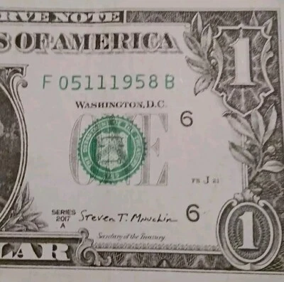 $1 Dollar Bill Fancy Serial Number Birthday Note May 11, 1958 05111958 - Image 1 of 3