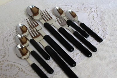 MONO Oval  Besteck  10tlg schwarze Kunststoffgriffe - Bild 1 von 4