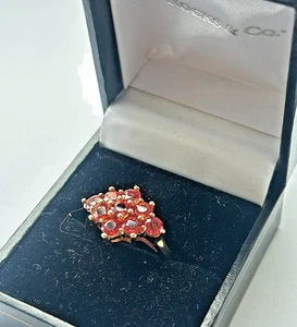 9ct Yellow Gold & Sunset Ruby Cluster Ring - Picture 1 of 5