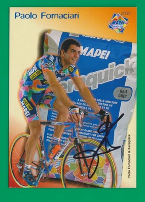 CYCLISME carte cycliste PAOLO FORNACIARI équipe MAPEI Quick step 2002 Signée - Photo 1/2