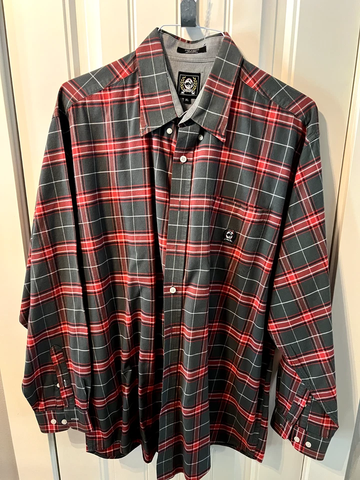 Camisa occidental de manga larga Cinch XL para hombre. Rojo/Gris.  Bonita camisa. Foto 1 de 1