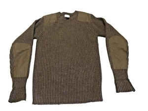 LL Bean Sweater Men Brown L Tall Merino Lamb Wool Military Elbow Patches - Picture 1 of 9