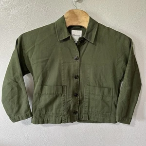 Madewell Drapey Pomeray Chore Jacket Women's Size Small Green Classic Button - Picture 1 of 5