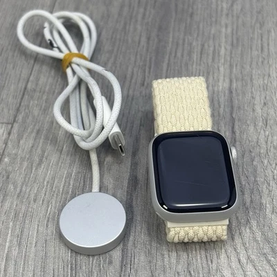 Apple Watch Series 9 - 41mm GPS + Cellular Silver 100% Battery Health + Strap - Image 1 of 4