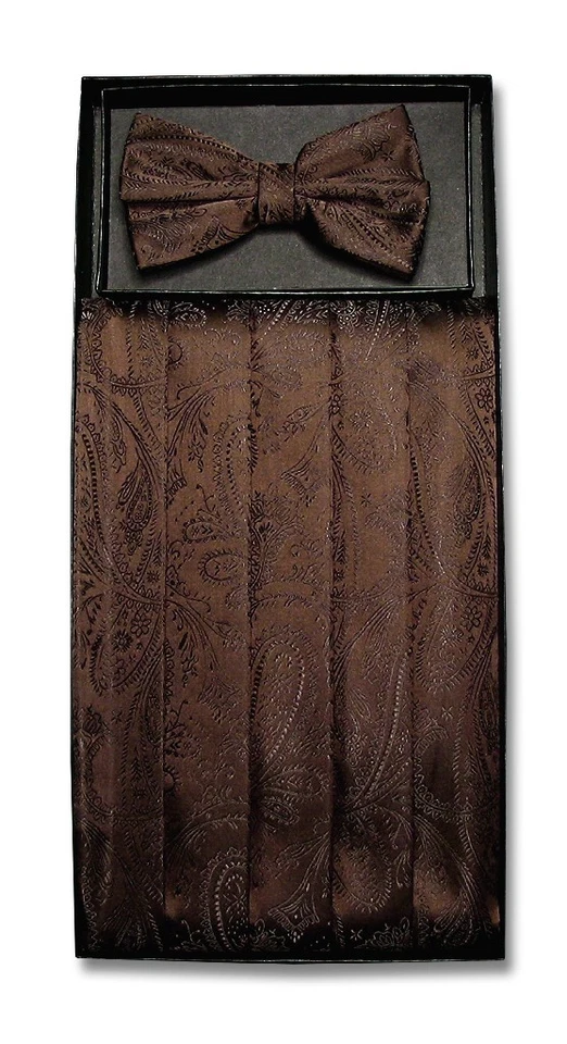 Juego de pajaritas Cumberbund & BowTie Chocolate MARRÓN PAISLEY Color Para hombres Cummerbund Foto 1 de 1