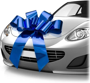 30” Glossy Blue Giant Car Bow – Large Gift Bow for Birthday, Christmas & Wedding - Picture 1 of 12