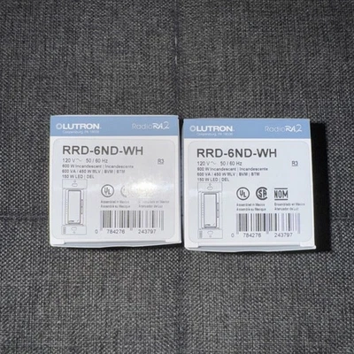 路创 RRD-6ND-WH 收音机 Ra2 调光器 600W /150W LED 白色 每件价格 — 第 1/4 张图片