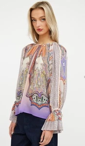 Etro Paisley & Spitze viktorianische Bohemian Bluse Gr. 46 Euro: 10 US - Bild 1 von 10